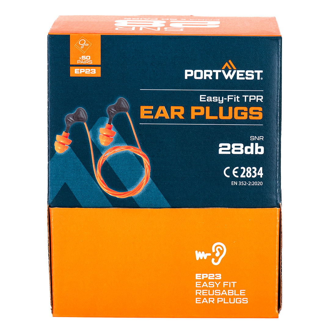 Zatyczki do uszu ze sznurkiem Easy Fit TPR - 50 par